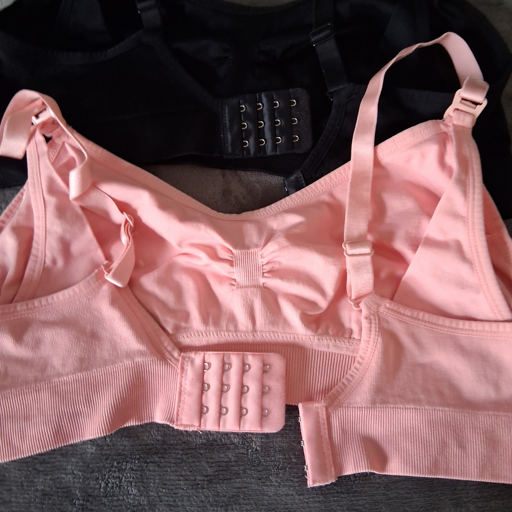 Nursing bra set stretchy women's 2 PC Set pink and black - Picture 3 of 4